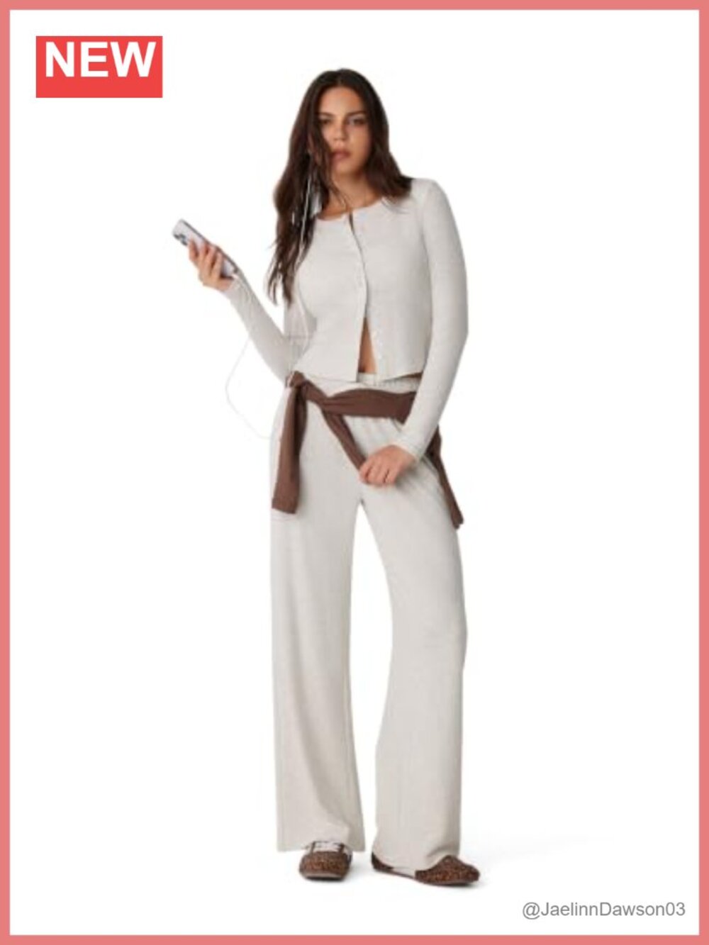 MOOSLOVER Long Sleeve 2 Piece Lounge Set Button Up Cardigan Wide Leg Pants Y2K